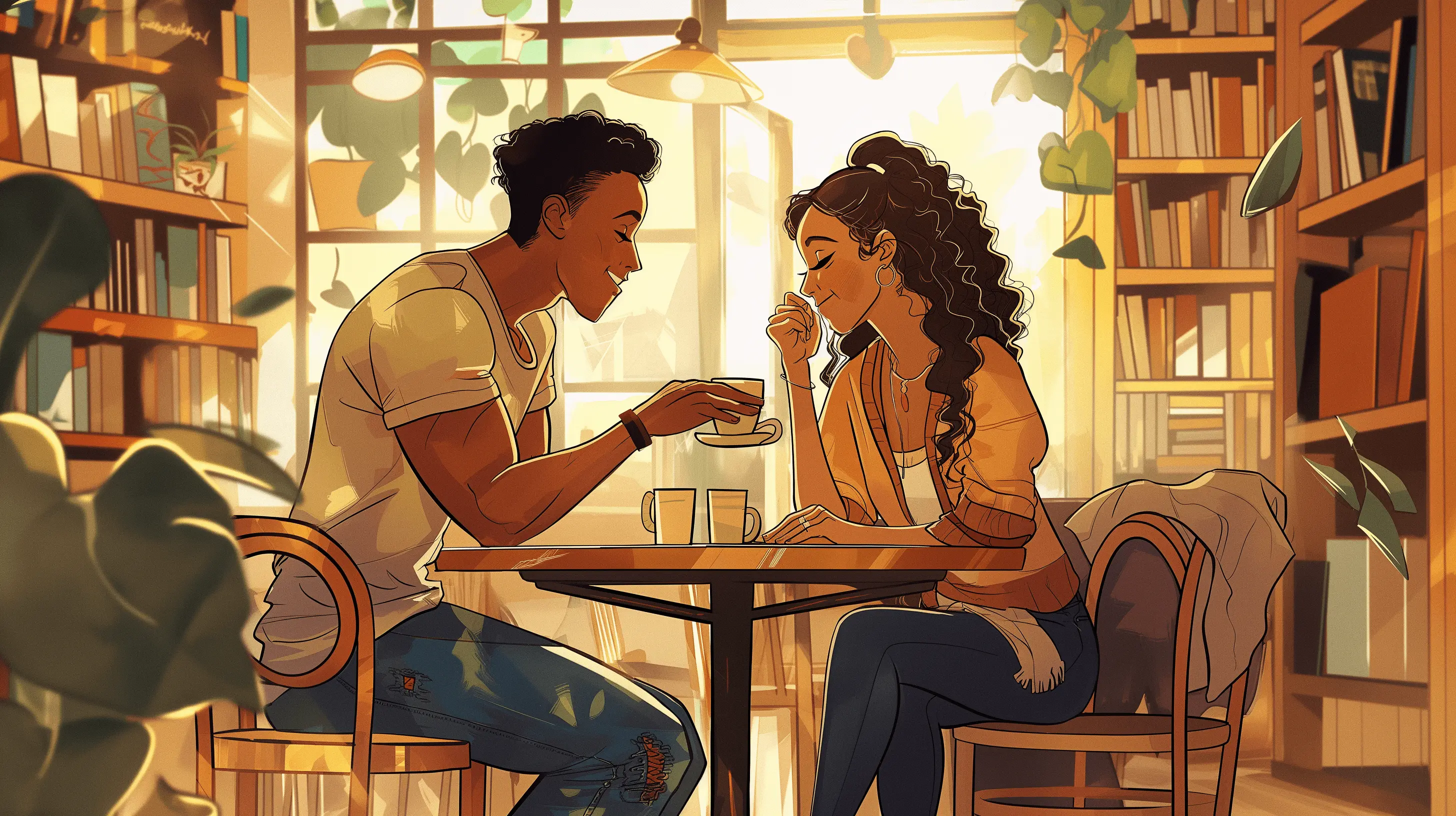 Couple sitting in coffee shop